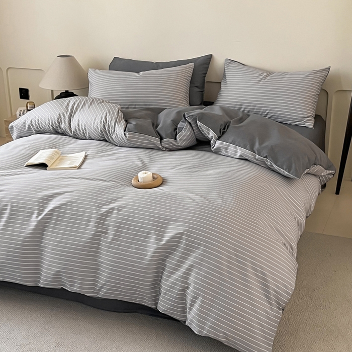 91家纺网 家纺一手货源 找家纺 涵宸家纺 2026新款全棉印花四件套-良品-场景二 英伦-浅灰