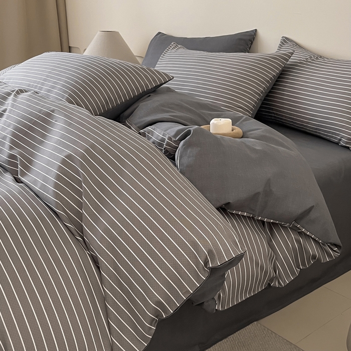 涵宸家纺 2026新款全棉印花四件套-良品-场景二 英伦-深灰