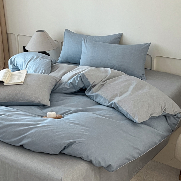 91家纺网 家纺一手货源 找家纺 涵宸家纺 2026新款全棉印花四件套-良品-场景二 云纹-兰浅灰