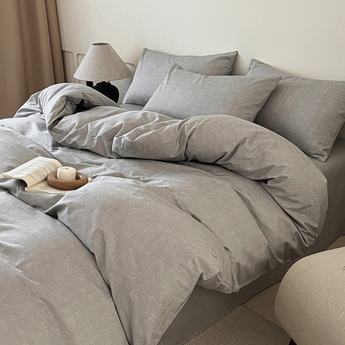 91家纺网 家纺一手货源 找家纺 涵宸家纺 2026新款全棉印花四件套-良品-场景二 云纹-浅灰