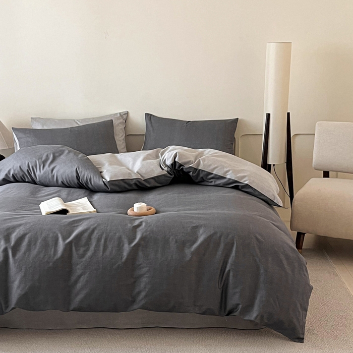 91家纺网 家纺一手货源 找家纺 涵宸家纺 2026新款全棉印花四件套-良品-场景二 云纹-深浅灰