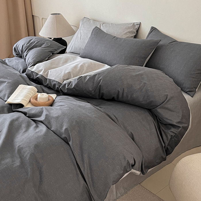 91家纺网 家纺一手货源 找家纺 涵宸家纺 2026新款全棉印花四件套-良品-场景二 云纹-深浅灰