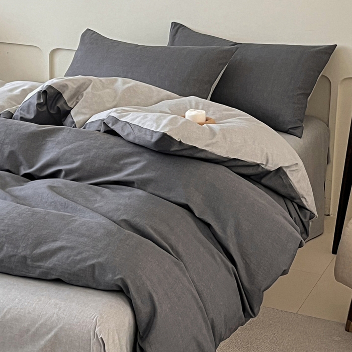 91家纺网 家纺一手货源 找家纺 涵宸家纺 2026新款全棉印花四件套-良品-场景二 云纹-深浅灰