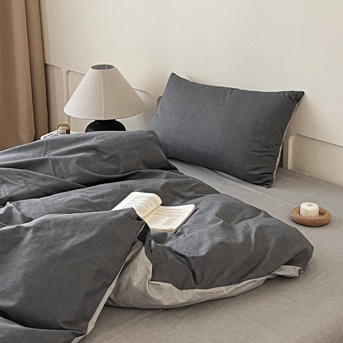 91家纺网 家纺一手货源 找家纺 涵宸家纺 2026新款全棉印花四件套-良品-场景二 云纹-深浅灰