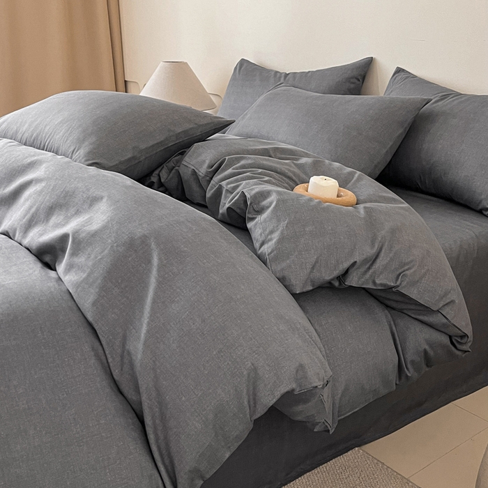 涵宸家纺 2026新款全棉印花四件套-良品-场景二 云纹-深深灰