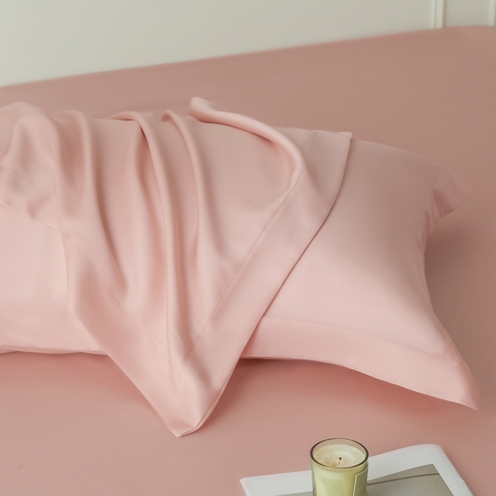 91家纺网 家纺一手货源 找家纺 涵宸家纺 2026新款纯色天丝棉单床笠-场景一 床笠-玫瑰粉