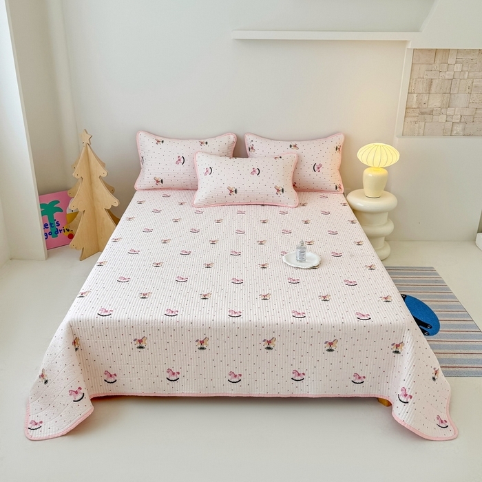 91家纺网 家纺一手货源 找家纺 （总）橙子家居 2025新款双面全棉纯棉砂洗夹棉床盖三件套