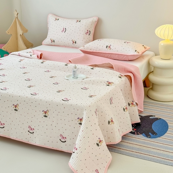 91家纺网 家纺一手货源 找家纺 （总）橙子家居 2025新款双面全棉纯棉砂洗夹棉床盖三件套