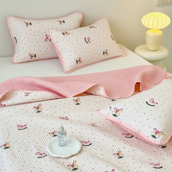 91家纺网 家纺一手货源 找家纺 （总）橙子家居 2025新款双面全棉纯棉砂洗夹棉床盖三件套