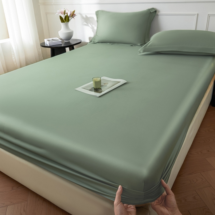 涵宸家纺 2026新款纯色天丝棉单床笠-场景一 床笠-赛琳绿
