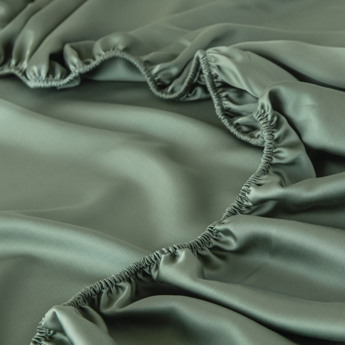 91家纺网 家纺一手货源 找家纺 涵宸家纺 2026新款纯色天丝棉单床笠-场景一 床笠-赛琳绿