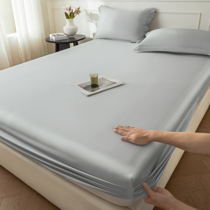 91家纺网 家纺一手货源 找家纺 涵宸家纺 2026新款纯色天丝棉单床笠-场景一 床笠-时尚灰