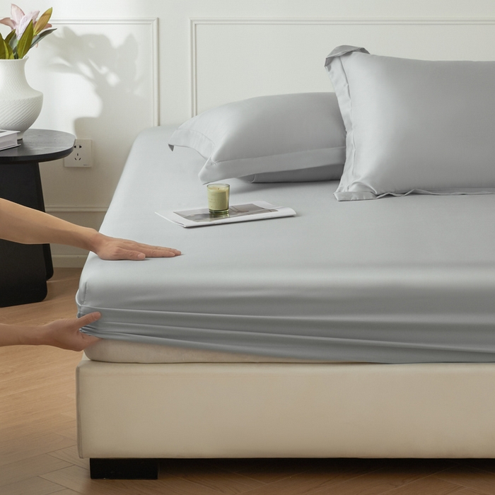 91家纺网 家纺一手货源 找家纺 涵宸家纺 2026新款纯色天丝棉单床笠-场景一 床笠-时尚灰