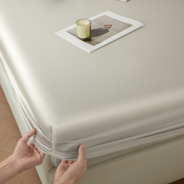 91家纺网 家纺一手货源 找家纺 涵宸家纺 2026新款纯色天丝棉单床笠-场景一 床笠-太空灰