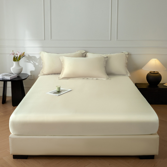 91家纺网 家纺一手货源 找家纺 涵宸家纺 2026新款纯色天丝棉单床笠-场景一 床笠-象牙白