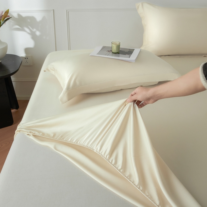 91家纺网 家纺一手货源 找家纺 涵宸家纺 2026新款纯色天丝棉单床笠-场景一 床笠-象牙白