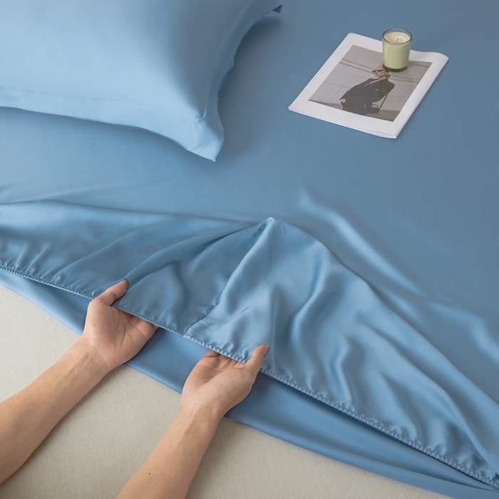 91家纺网 家纺一手货源 找家纺 涵宸家纺 2026新款纯色天丝棉单床笠-场景一 床笠-星耀兰