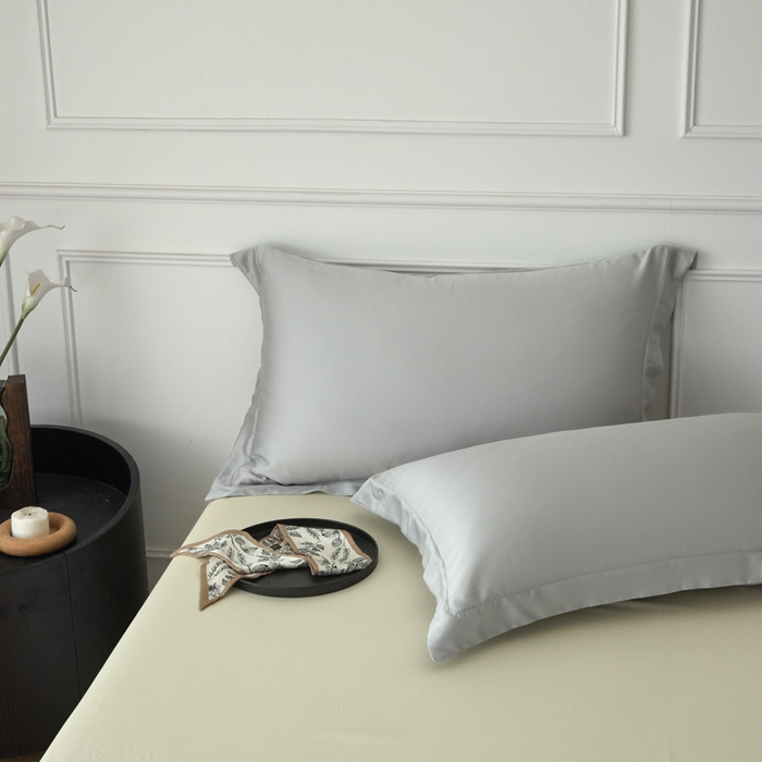 91家纺网 家纺一手货源 找家纺 涵宸家纺 2026新款纯色天丝棉单被套-场景一 时尚灰+象牙白