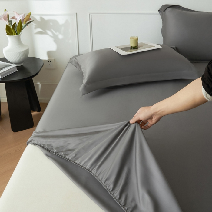 91家纺网 家纺一手货源 找家纺 涵宸家纺 2026新款纯色天丝棉单床笠-场景一 床笠-星夜灰