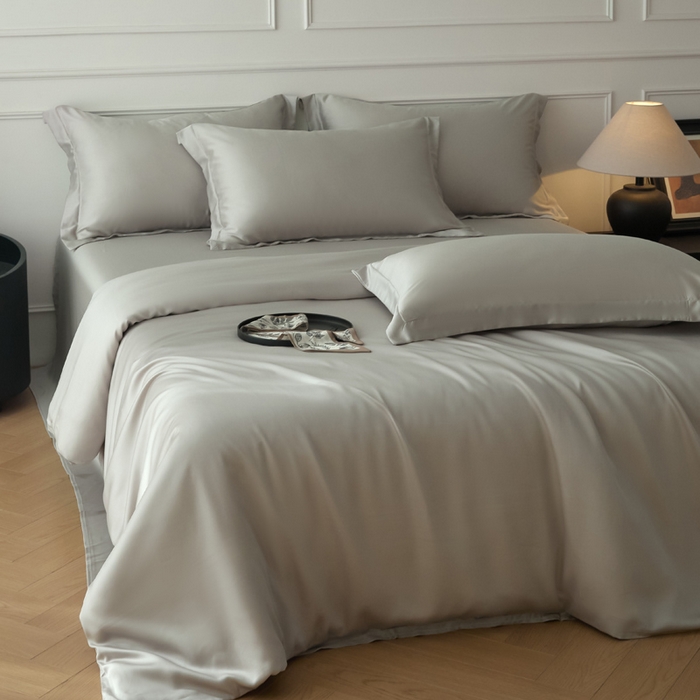 91家纺网 家纺一手货源 找家纺 涵宸家纺 2026新款纯色天丝棉四件套-场景一 太空灰