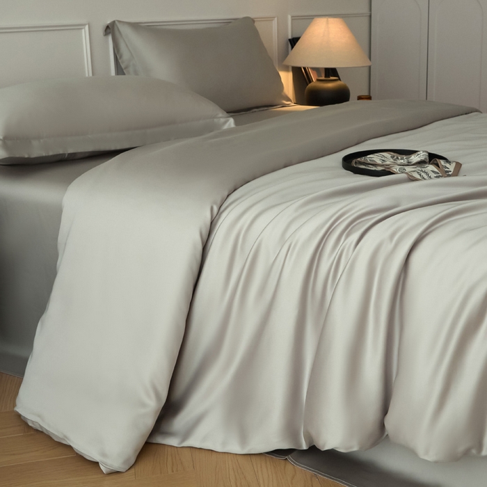 91家纺网 家纺一手货源 找家纺 涵宸家纺 2026新款纯色天丝棉四件套-场景一 太空灰