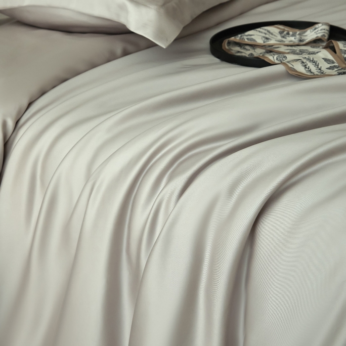 91家纺网 家纺一手货源 找家纺 涵宸家纺 2026新款纯色天丝棉四件套-场景一 太空灰