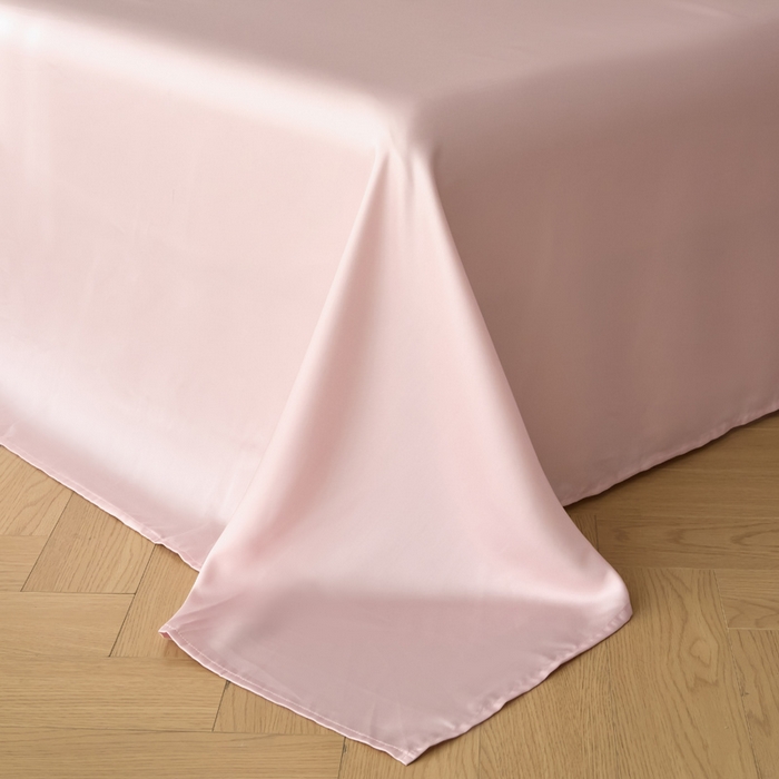 91家纺网 家纺一手货源 找家纺 涵宸家纺 2026新款纯色天丝棉四件套-场景一 象牙白+玫瑰粉