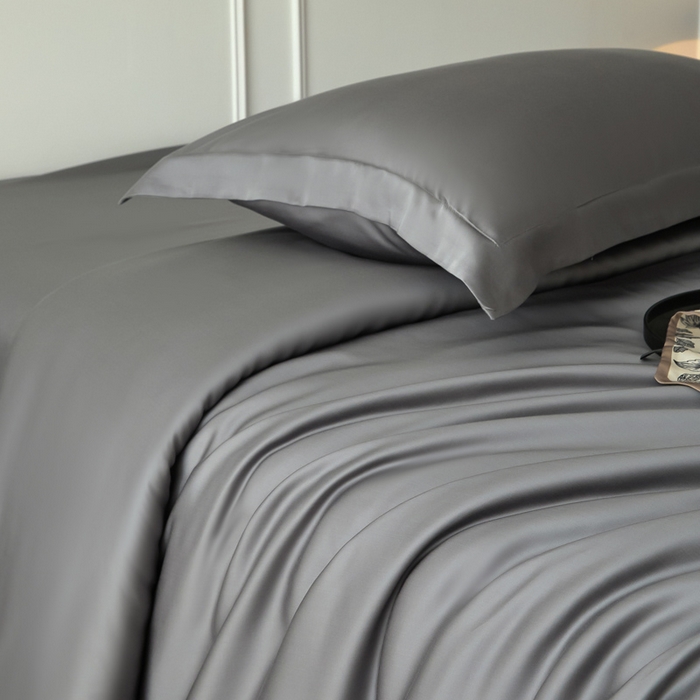 91家纺网 家纺一手货源 找家纺 涵宸家纺 2026新款纯色天丝棉单被套-场景一 星夜灰