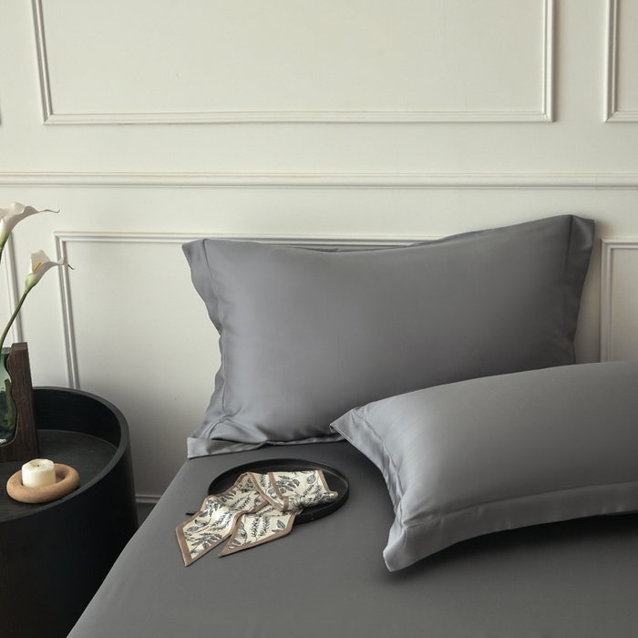 91家纺网 家纺一手货源 找家纺 涵宸家纺 2026新款纯色天丝棉单被套-场景一 星夜灰