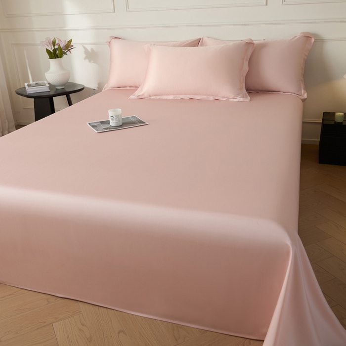 91家纺网 家纺一手货源 找家纺 涵宸家纺 2026新款纯色天丝棉单床单-场景一 床单-玫瑰粉