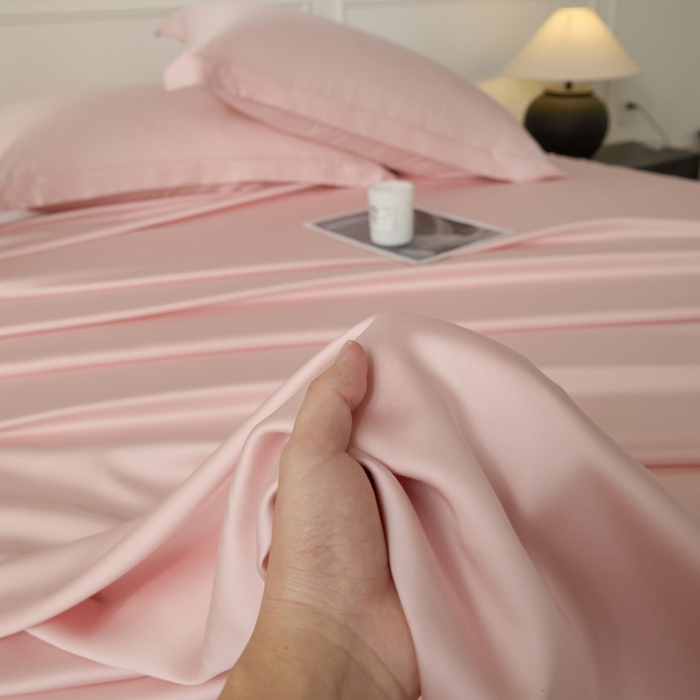 91家纺网 家纺一手货源 找家纺 涵宸家纺 2026新款纯色天丝棉单床单-场景一 床单-玫瑰粉
