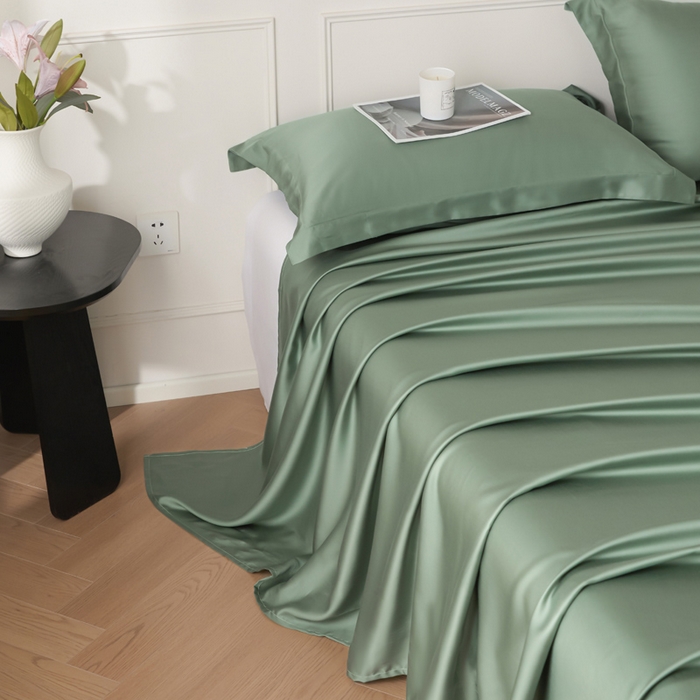 91家纺网 家纺一手货源 找家纺 涵宸家纺 2026新款纯色天丝棉单床单-场景一 床单-赛琳绿