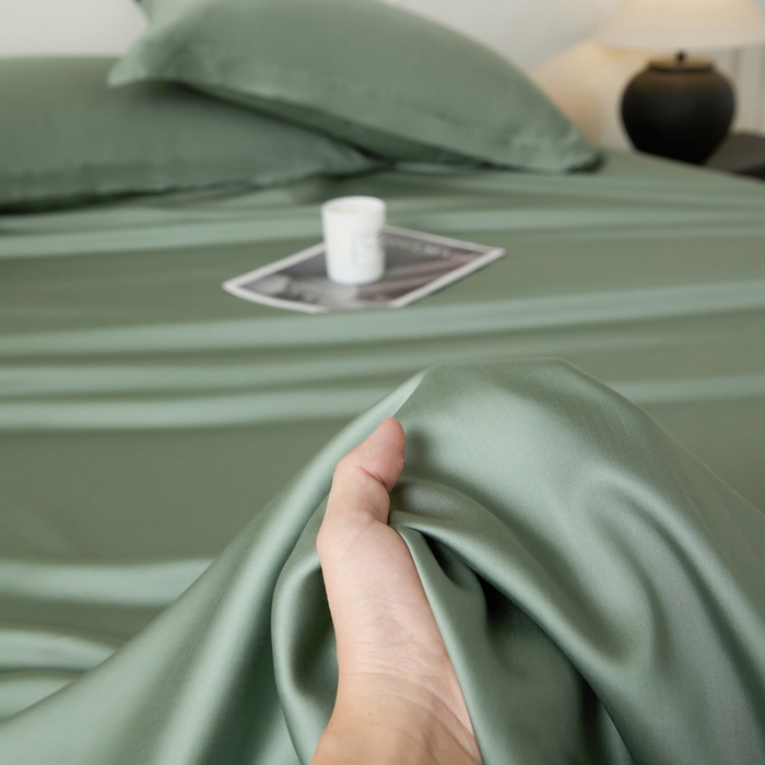 91家纺网 家纺一手货源 找家纺 涵宸家纺 2026新款纯色天丝棉单床单-场景一 床单-赛琳绿