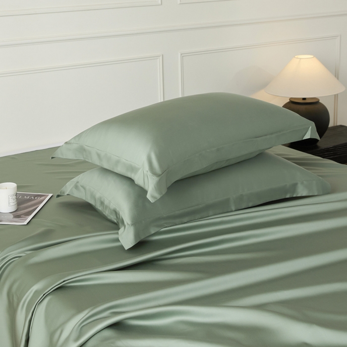 91家纺网 家纺一手货源 找家纺 涵宸家纺 2026新款纯色天丝棉单床单-场景一 床单-赛琳绿