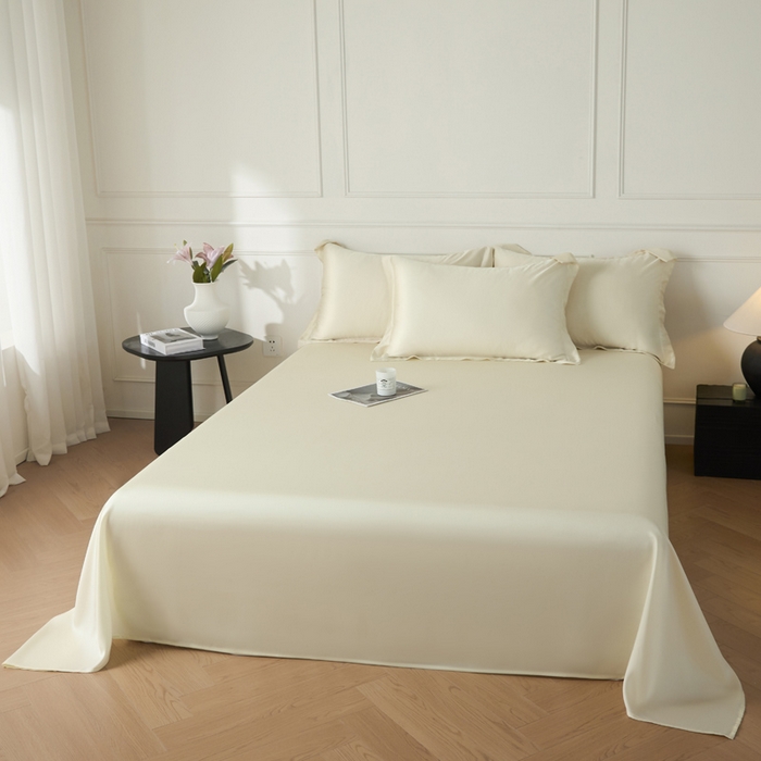 91家纺网 家纺一手货源 找家纺 涵宸家纺 2026新款纯色天丝棉单床单-场景一 床单-象牙白