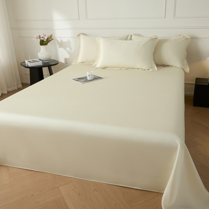 91家纺网 家纺一手货源 找家纺 涵宸家纺 2026新款纯色天丝棉单床单-场景一 床单-象牙白