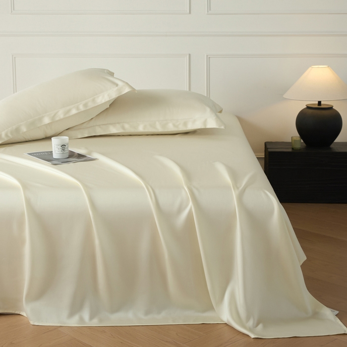 91家纺网 家纺一手货源 找家纺 涵宸家纺 2026新款纯色天丝棉单床单-场景一 床单-象牙白