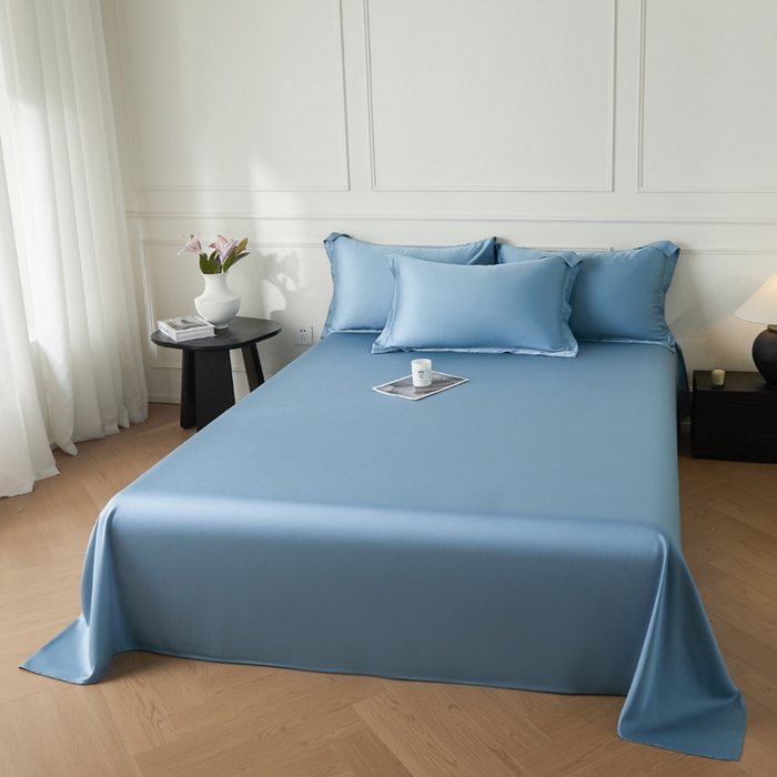 91家纺网 家纺一手货源 找家纺 涵宸家纺 2026新款纯色天丝棉单床单-场景一 床单-星耀兰