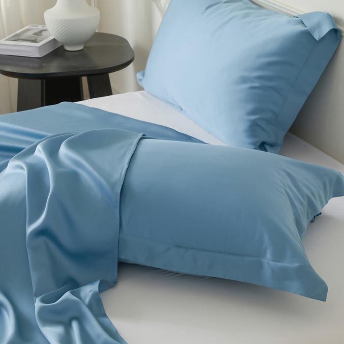 91家纺网 家纺一手货源 找家纺 涵宸家纺 2026新款纯色天丝棉单床单-场景一 床单-星耀兰