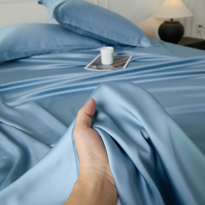 91家纺网 家纺一手货源 找家纺 涵宸家纺 2026新款纯色天丝棉单床单-场景一 床单-星耀兰