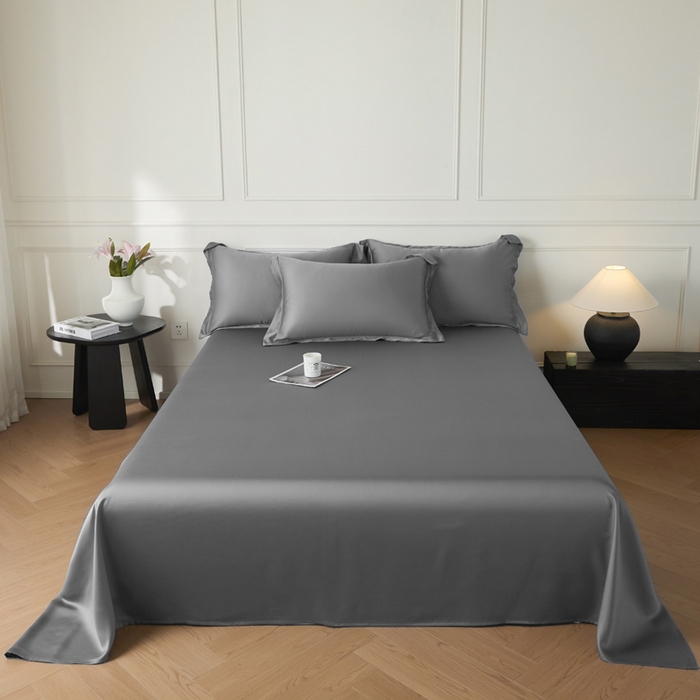 91家纺网 家纺一手货源 找家纺 涵宸家纺 2026新款纯色天丝棉单床单-场景一 床单-星夜灰