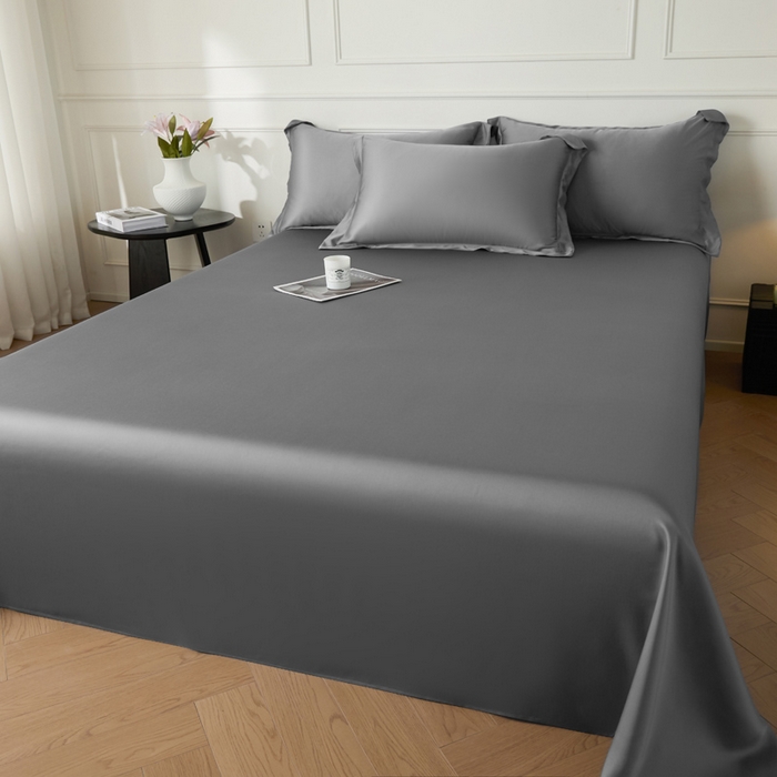 91家纺网 家纺一手货源 找家纺 涵宸家纺 2026新款纯色天丝棉单床单-场景一 床单-星夜灰