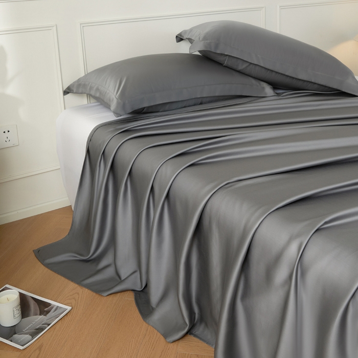 91家纺网 家纺一手货源 找家纺 涵宸家纺 2026新款纯色天丝棉单床单-场景一 床单-星夜灰