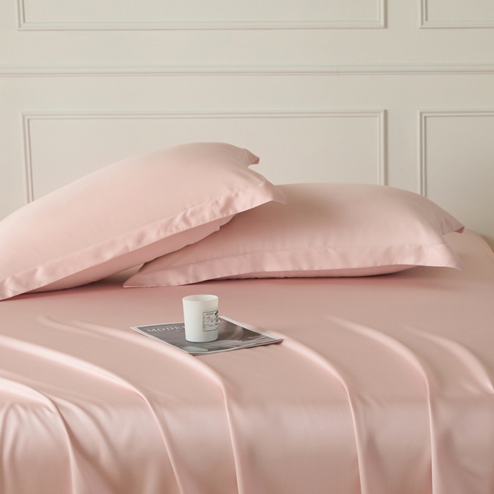 91家纺网 家纺一手货源 找家纺 涵宸家纺 2026新款纯色天丝棉单枕套-场景一 枕套-玫瑰粉