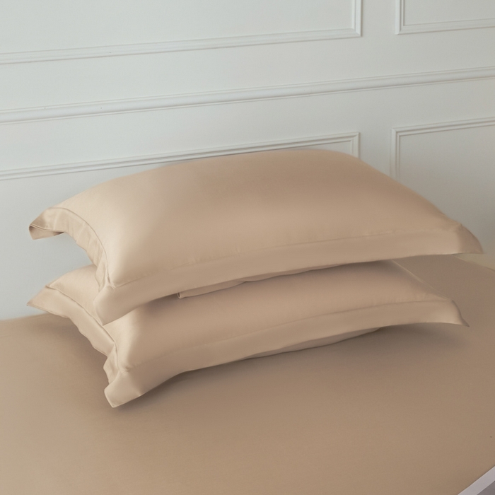 91家纺网 家纺一手货源 找家纺 涵宸家纺 2026新款纯色天丝棉单枕套-场景一 枕套-奶茶杏