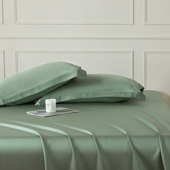 91家纺网 家纺一手货源 找家纺 涵宸家纺 2026新款纯色天丝棉单枕套-场景一 枕套-赛琳绿