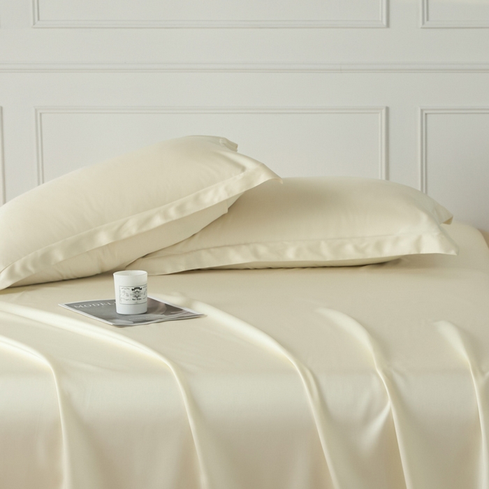 91家纺网 家纺一手货源 找家纺 涵宸家纺 2026新款纯色天丝棉单枕套-场景一 枕套-象牙白