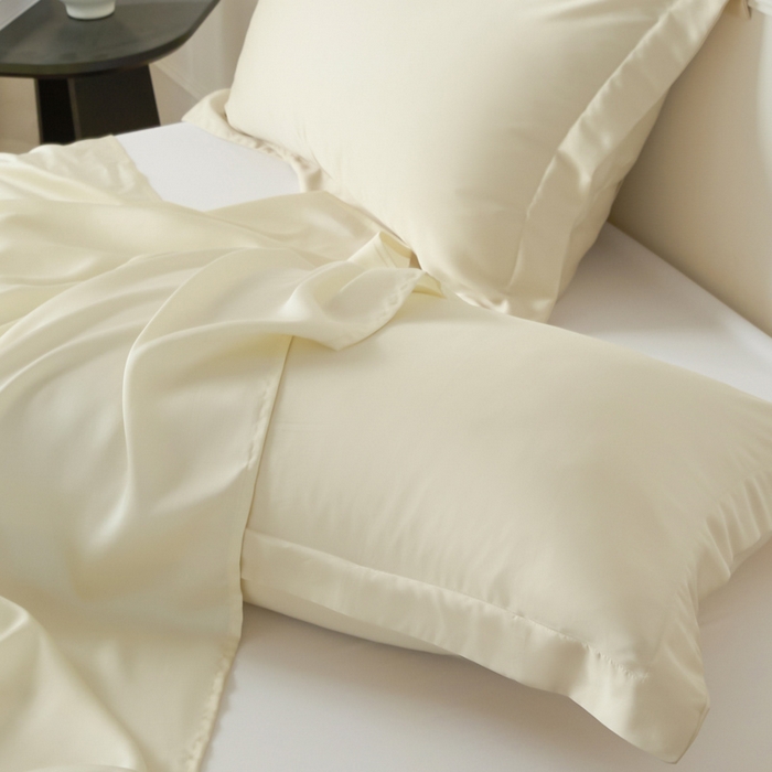 91家纺网 家纺一手货源 找家纺 涵宸家纺 2026新款纯色天丝棉单枕套-场景一 枕套-象牙白