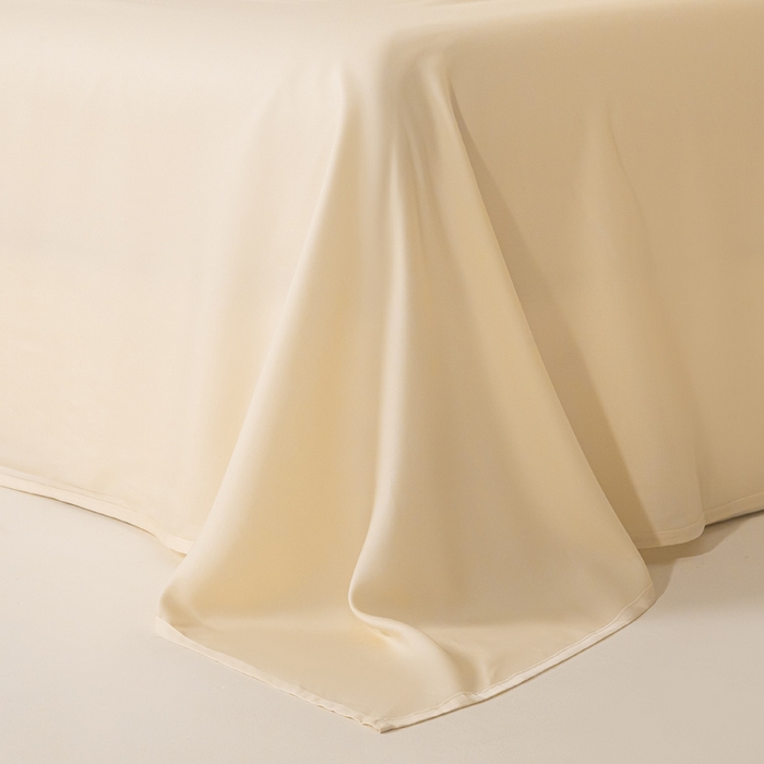 91家纺网 家纺一手货源 找家纺 涵宸家纺 2026新款纯色天丝棉四件套-场景二 时尚灰+象牙白