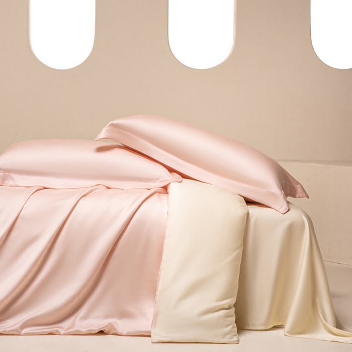 91家纺网 家纺一手货源 找家纺 涵宸家纺 2026新款纯色天丝棉单被套-场景二 玫瑰粉+象牙白